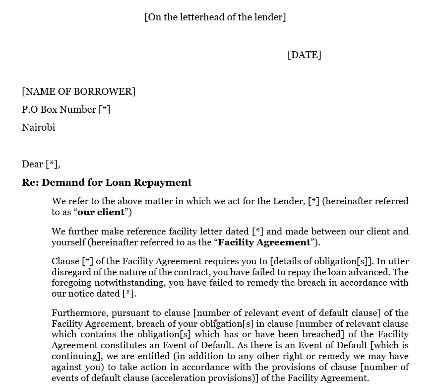 Demand Letter For Loan Repayment - CM Advocates LLP